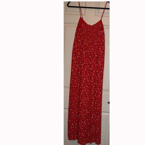 Madewell Wide-Leg Spaghetti Strap Jumpsuit in Calico Red Size 10